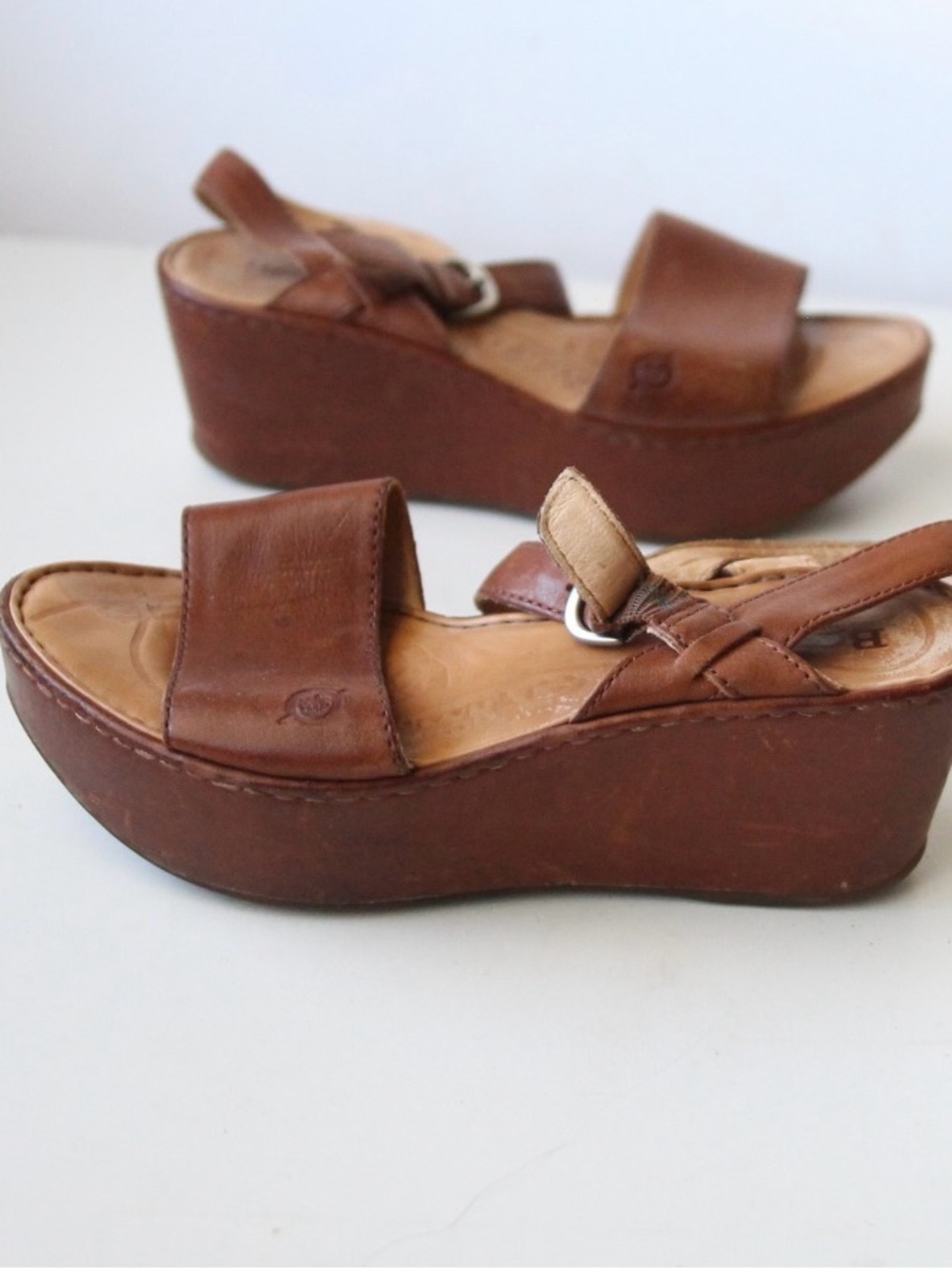 Børn Brown Leather Platform
Sandals Women's US 8